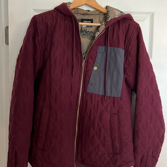 Marmot Other - Marmot Men’s Quilted Hoodie Coat Burgundy Size Small